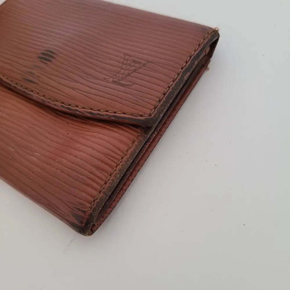Louis Vuitton Epi Cartes Crédit Wallet Small Card Holder Brow Leather Retro Logo
